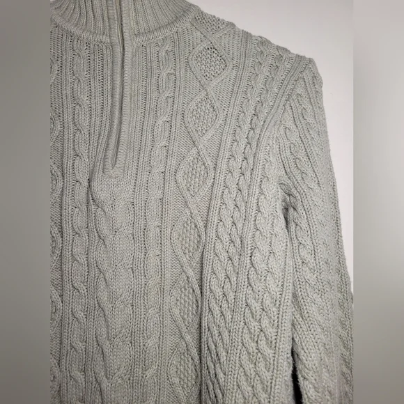 Croft & Barrow green zip henley cable knit turtleneck, sz l - Picture 4 of 7